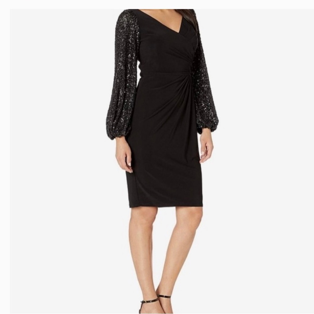 Adrianna Papell Embellished Balloon-Sleeve Sheath Dress Size 4